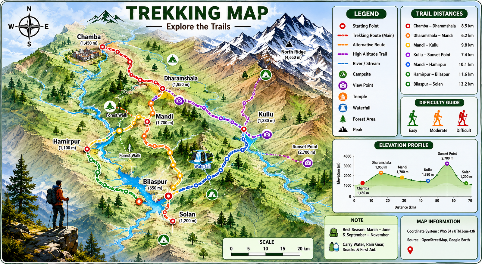 Map of Pikey Peak Trek